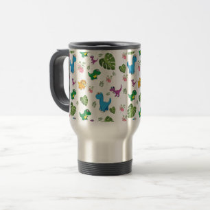 Funny Dinosaur, Blätter Reisen Mug Reisebecher