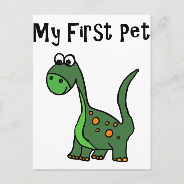 Funny Dinosaur Cartoon sagt mein erstes Tier Postkarte (Vorderseite)