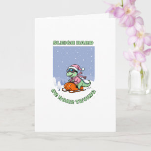 Funny Dinosaur Christmas Karte