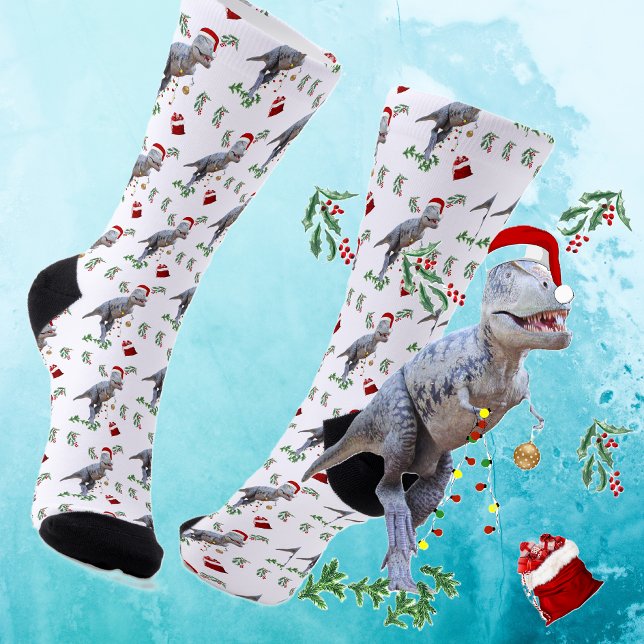 Funny Dinosaur Christmas Socken (Von Creator hochgeladen)