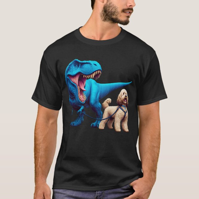 Funny Dinosaur Cockapoo Walking Dog Lover T-Shirt (Vorderseite)