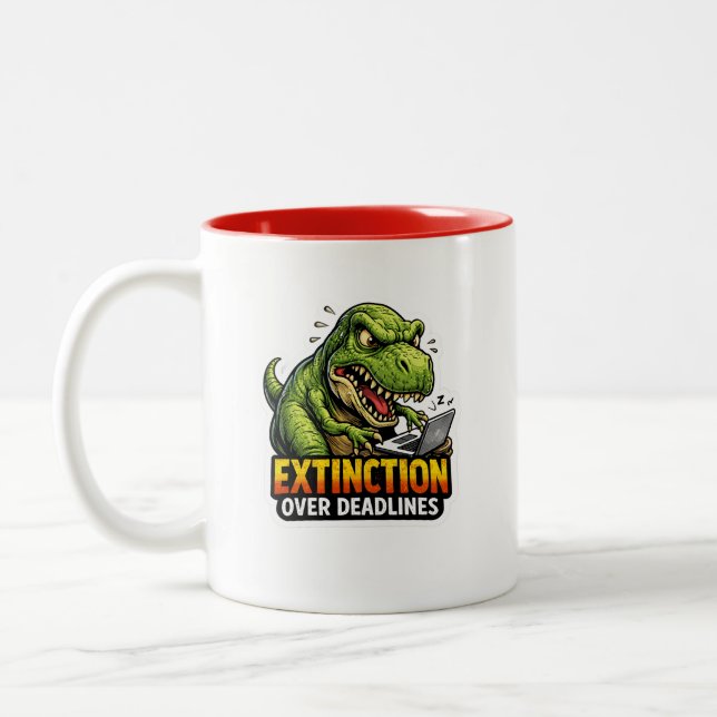 Funny Dinosaur Deadline Coffee Mug (Gauche)
