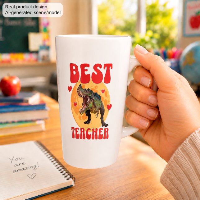 Funny Dinosaur Dino Bester Lehrer Milchtasse (Von Creator hochgeladen)