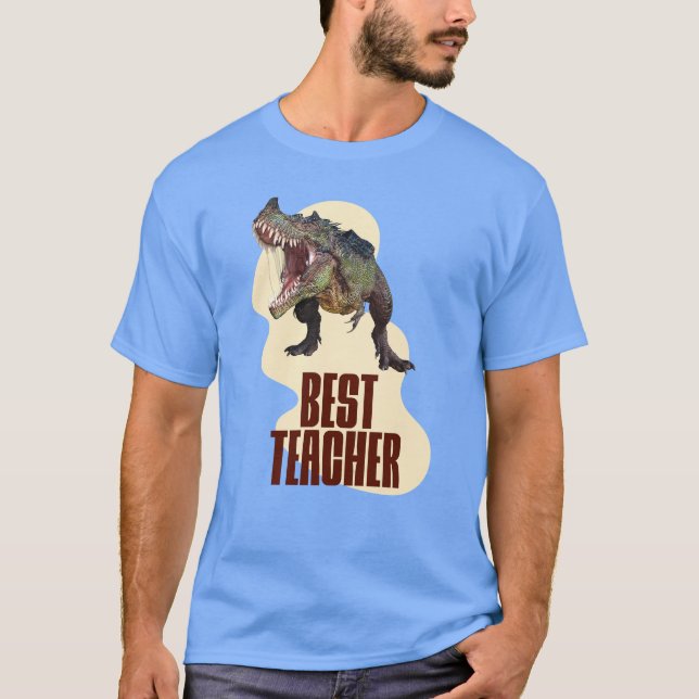 Funny Dinosaur Dino Bester Lehrer T-Shirt (Vorderseite)