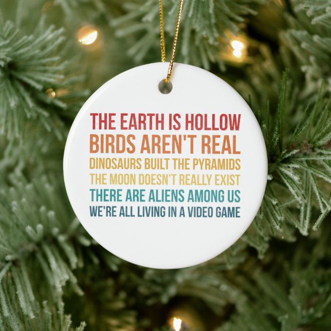 Funny Dinosaur Flat Earth Alien Verschwörungstheor Keramik Ornament (Baum)