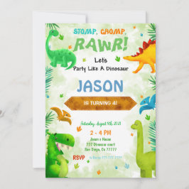 Funny Dinosaur Geburtstagsparty Einladung