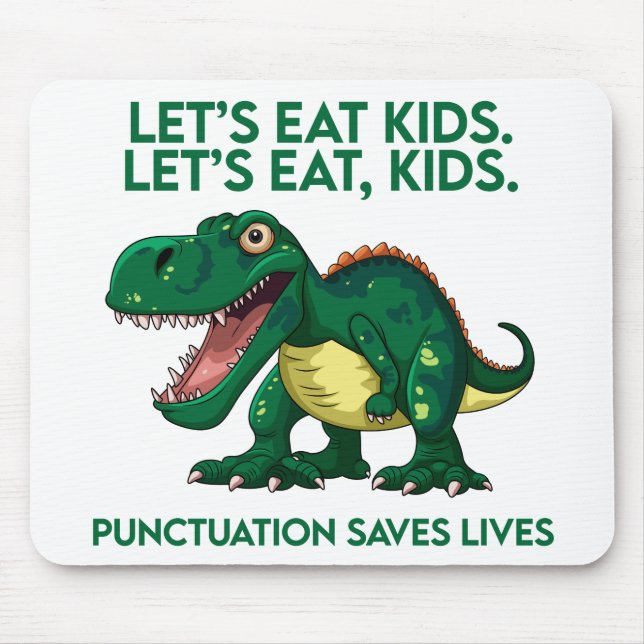 Funny Dinosaur Grammar Lesson Mousepad (Vorne)