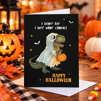 Funny Dinosaur Halloween Greeting Card Feiertagskarte
