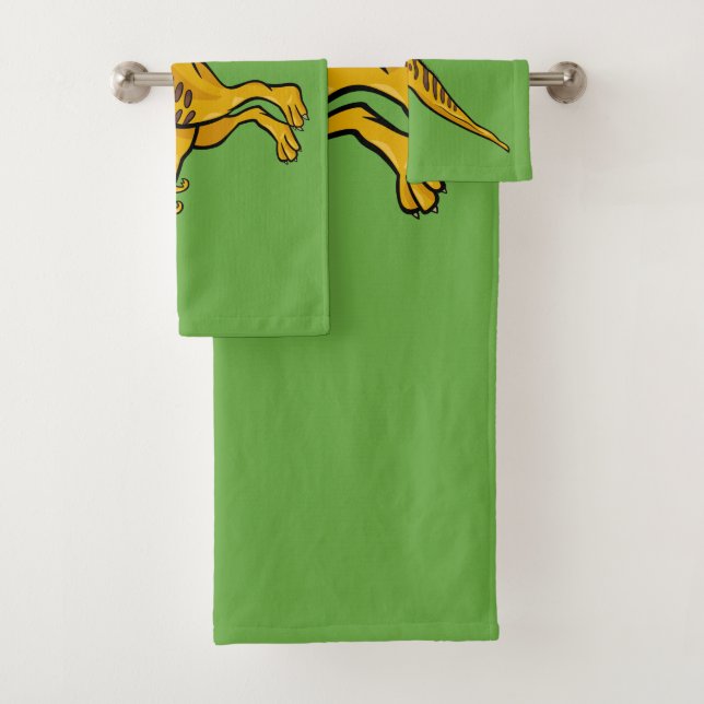 Funny Dinosaur individuelle Name & Farb-Handtuch S Badhandtuch Set (Insitu)