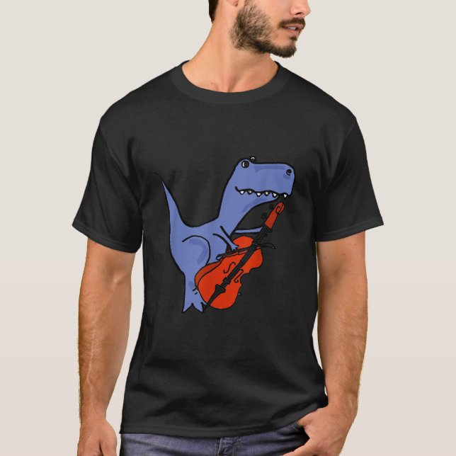 Funny Dinosaur Playing Cello T-Shirt (Vorderseite)