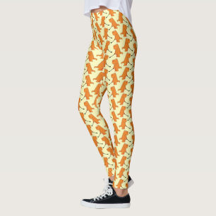 Funny Dinosaur Playing Golf Orange T Rex Golfspiel Leggings