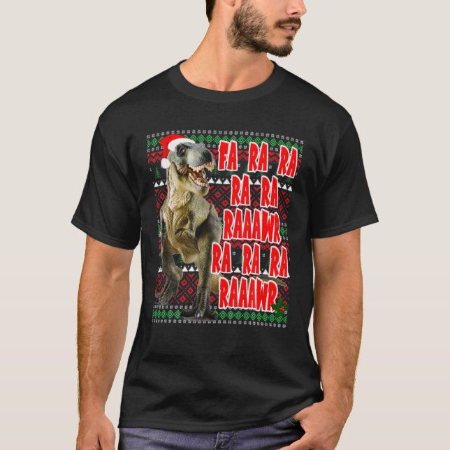 Funny Dinosaur Rex Ugly Christmas Sweaters T-Shirt (Vorderseite)