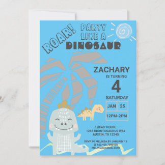 Funny Dinosaur Roar Kindergeburtstag Party Einladung