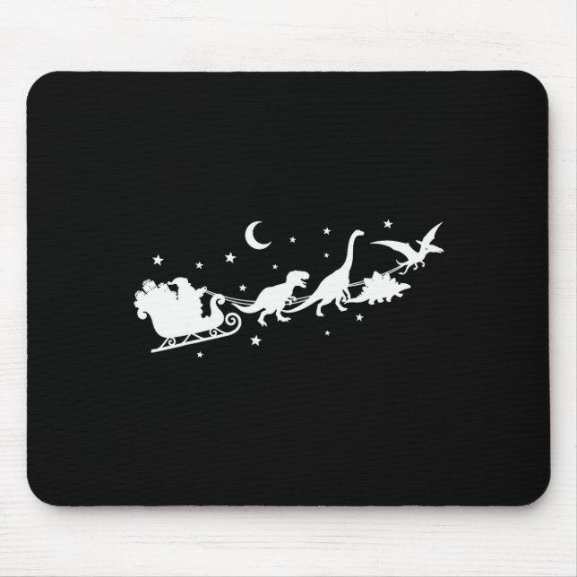 Funny Dinosaur Santa Sleigh Xmas Pajamas For Famil Mousepad (Vorne)