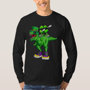 Funny Dinosaur St Patrick's Day Dabbing Kleeblatt T-Shirt