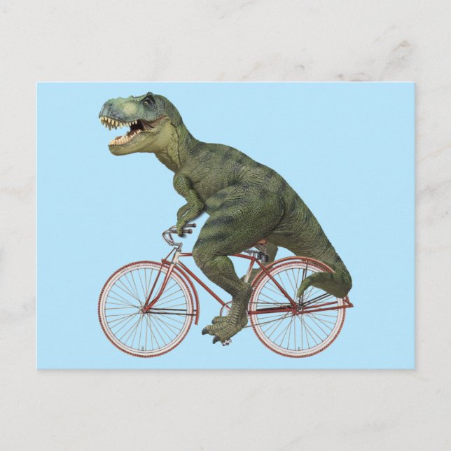 Funny Dinosaur TRex Fahrrad Fahrrad Postkarte (Vorderseite)