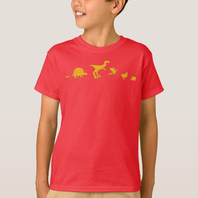 Funny Dinosaur und Hühner-Evolution T-Shirt (Vorderseite)