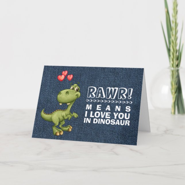 Funny Dinosaur Valentinstag Feiertagskarte (Vorderseite)