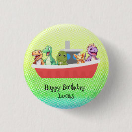 Funny dinosaur Yacht Birthday Party DIY Name Button