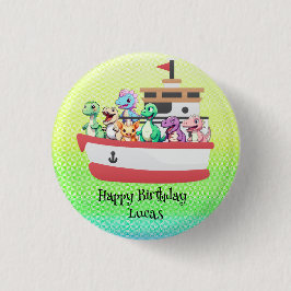 Funny dinosaur Yacht Birthday Party DIY Name Button