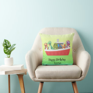Funny dinosaur Yacht Birthday Party DIY Name Kissen