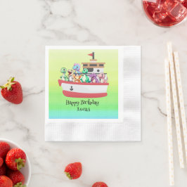 Funny dinosaur Yacht Birthday Party DIY Name Serviette