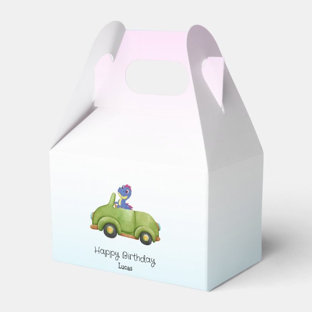 Funny Dinosaurier antikes Auto B2S Kindergeburtsta Geschenkschachtel (Vorderseite)