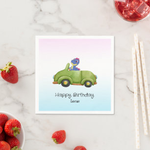 Funny Dinosaurier antikes Auto B2S Kindergeburtsta Serviette