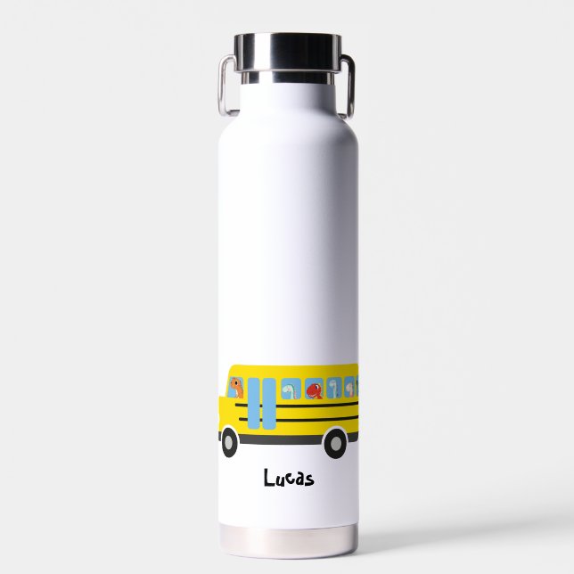 Funny Dinosaurier bereit zurück zur Schule Bus Jun Trinkflasche (Vorne)