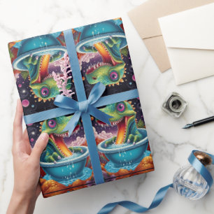 Funny Dinosaurier in Space & Dino Abenteuer Geschenkpapier