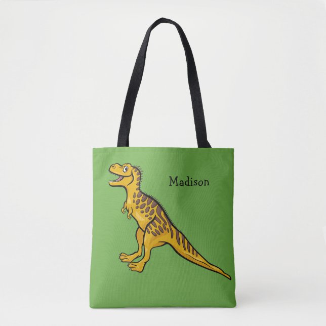 Funny Dinosaurier individuelle Name & Farbtaschen Tasche (Vorderseite)