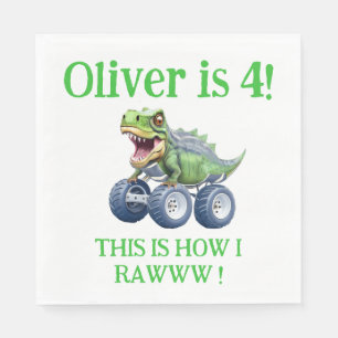 Funny Dinosaurier Monster LKW Serviette