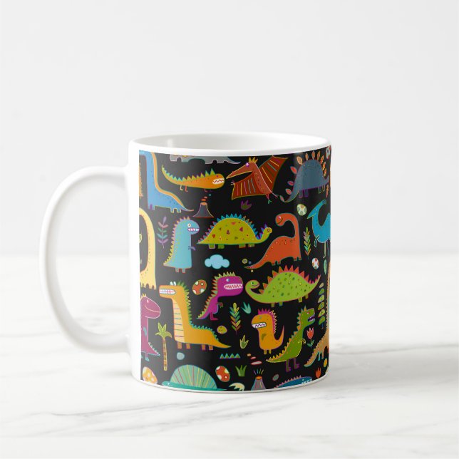 Funny Dinosaurier nahtloses Muster Kaffeetasse (Links)