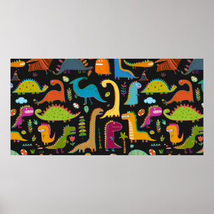 Funny Dinosaurier nahtloses Muster Poster