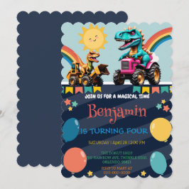 Funny Dinosaurier Regenbogenballon Birthday Jungs Dankeskarte