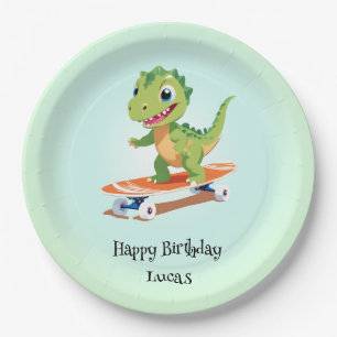 Funny Dinosaurier Skateboard Geburtstagsparty DIY Pappteller