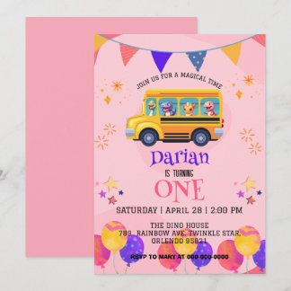 Funny dinosaurier Zurück zu Schulbus Mädchen Gebur Save The Date