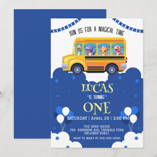 Funny Dinosaurier zurück zum Schulbus Junge Geburt Save The Date