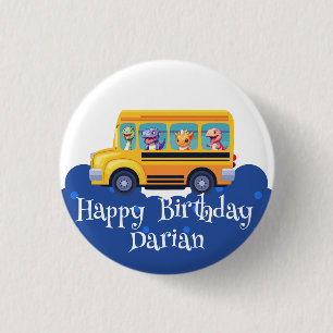 Funny dinosaurier Zurück zur Schule Bus Ballon Geb Button