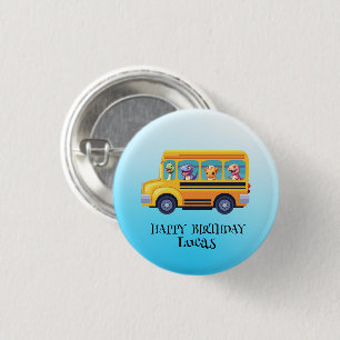 Funny dinosaurier Zurück zur Schule Bus Junge Gebu Button