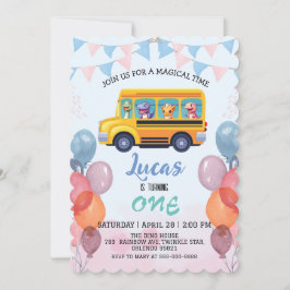 Funny dinosaurier Zurück zur Schule Bus Junge Gebu Einladung