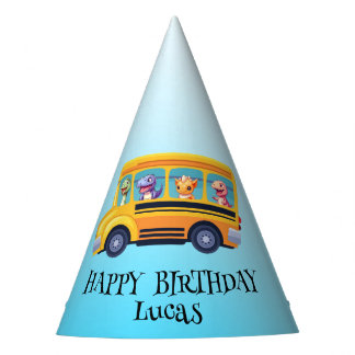 Funny dinosaurier Zurück zur Schule Bus Junge Gebu Partyhütchen