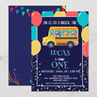 Funny dinosaurier Zurück zur Schule Bus Junge Gebu Save The Date