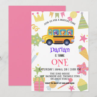 Funny Dinosaurier Zurück zur Schule Bus Kuchen Geb Save The Date