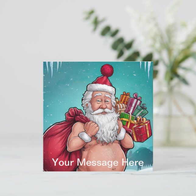 Funny Dirty Santa Christmas Collection Einladung (Stehend Vorderseite)