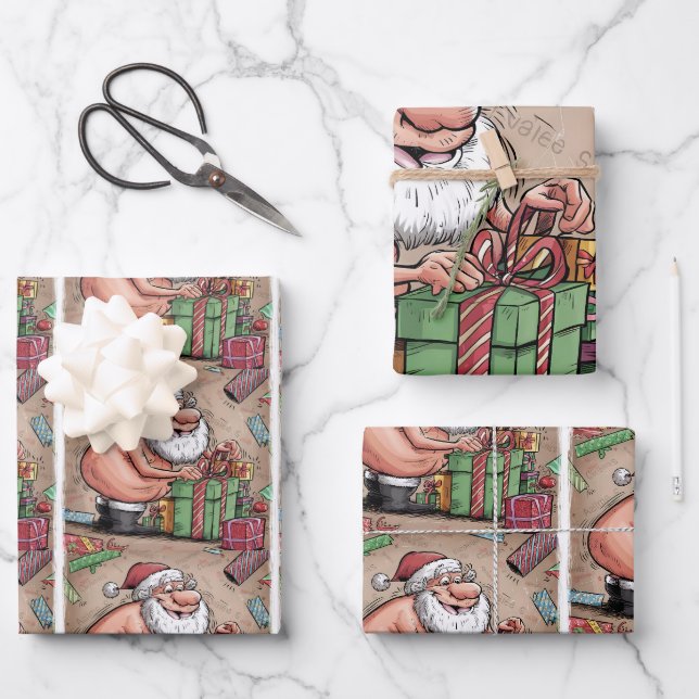 Funny Dirty Santa Christmas Collection Geschenkpapier Set (Vorderseite)