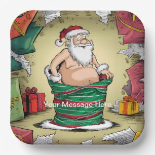 Funny Dirty Santa Christmas Collection Pappteller