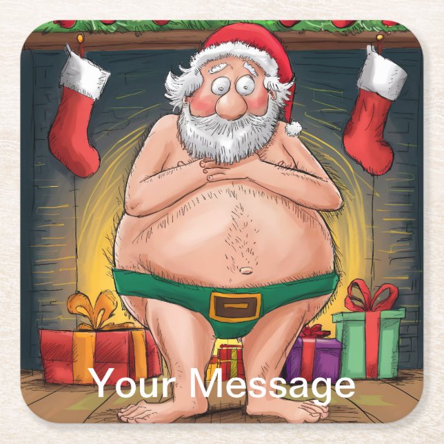 Funny Dirty Santa Christmas Collection Rechteckiger Pappuntersetzer (Vorderseite)