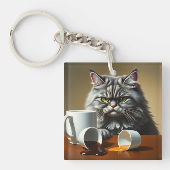 Funny Disappointed Cat With Coffee Mug (Devant)