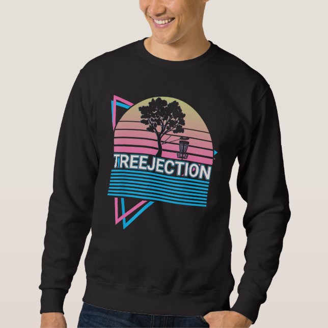 Funny Disc Golf Player Retro Treejection Sweatshirt (Vorderseite)